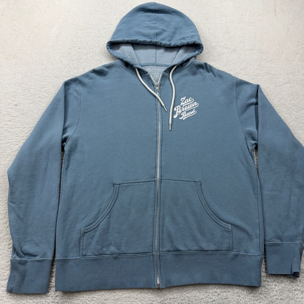 Zac‎ Brown Band Blue Full Zip Hoodie Mens Large Anchor Graphic Music Merch L